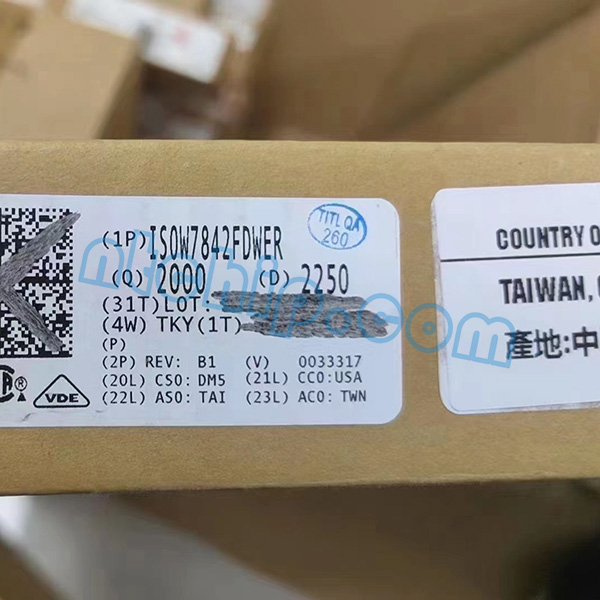ISOW7842FDWER product outer packaging and label information
